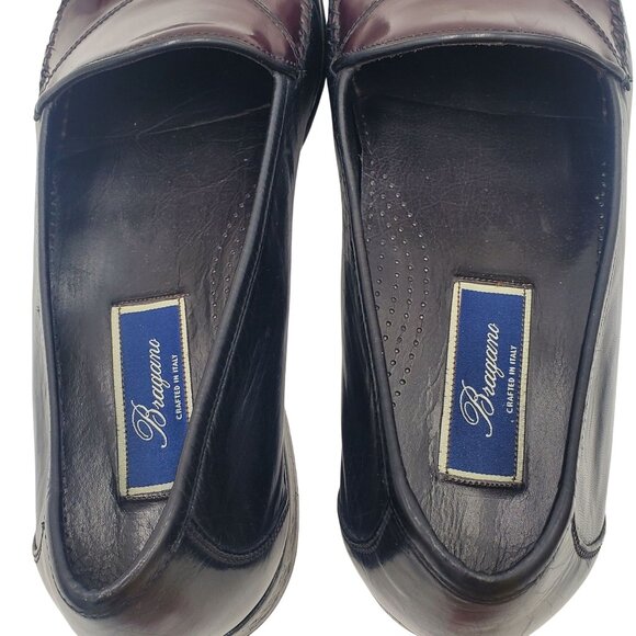 Italy Bragano Cole Haan Mens size 11.5 Black Burgundy Leather Loafer Dress Shoes